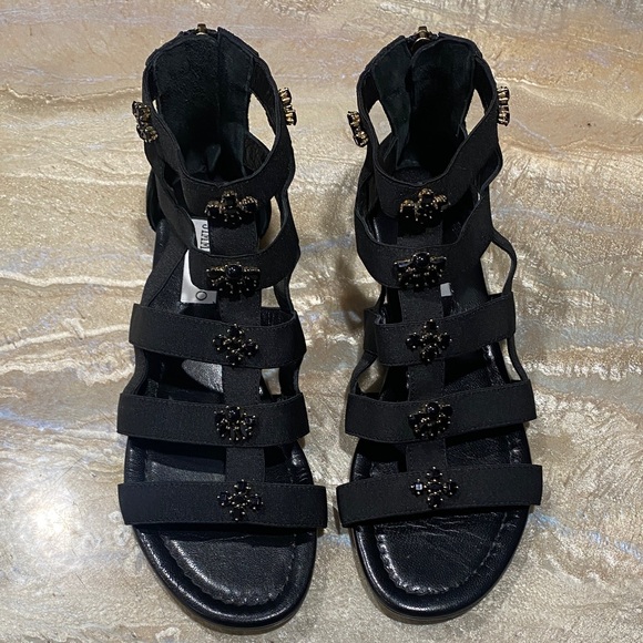 Jimmy Choo Black Elastic Embellished Gladiator Sandals Women’s 38
